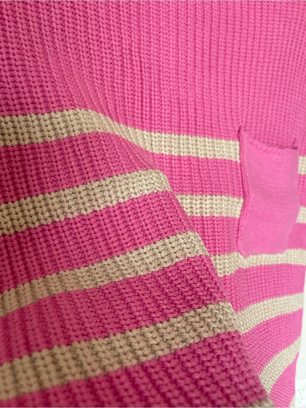 Zenana Striped Sweater Knit Pocket Top - Candy Pink & Cream - Picture 3 of 3